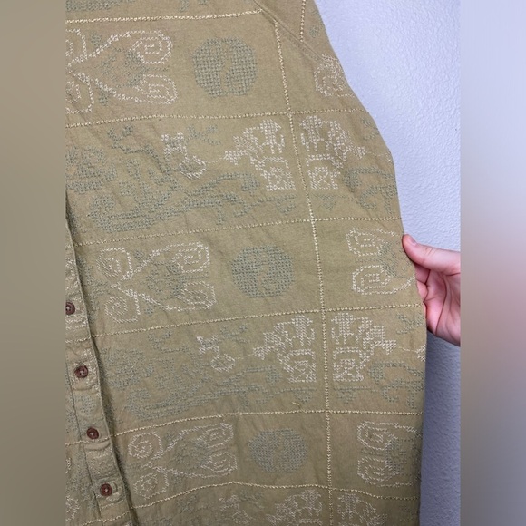 FREE PEOPLE Women's XS Yin To My Yang Tunic Top Button Down Shirt Dress Tan - Picture 9 of 16